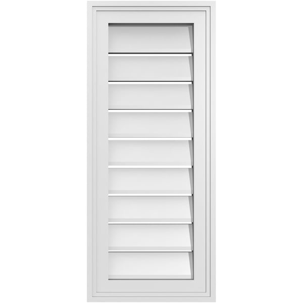 Ekena Millwork Vertical Surface Mount PVC Gable Vent: Functional, w/ 2"W x 1-1/2"P Brickmould Frame, 12"W x 28"H - GVPVE12X2802SF