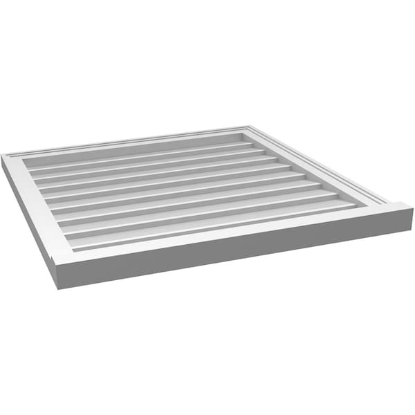 Ekena Millwork Vertical Surface Mount PVC Gable Vent w/ 2"W x 2"H , Brickmould Sill Frame, 30"W x 30"H - GVPVE30X3003SN