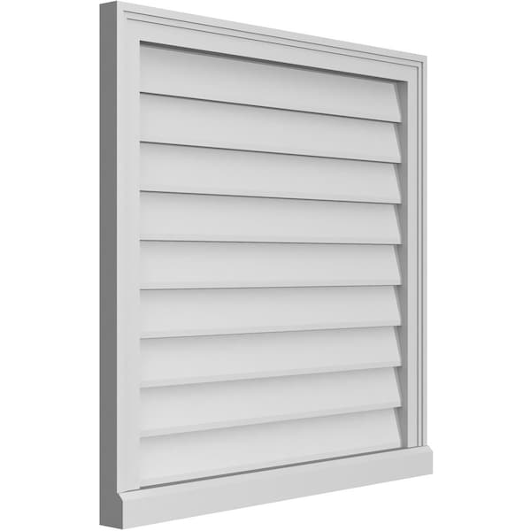 Ekena Millwork Vertical Surface Mount PVC Gable Vent w/ 2"W x 2"H , Brickmould Sill Frame, 30"W x 30"H - GVPVE30X3003SN
