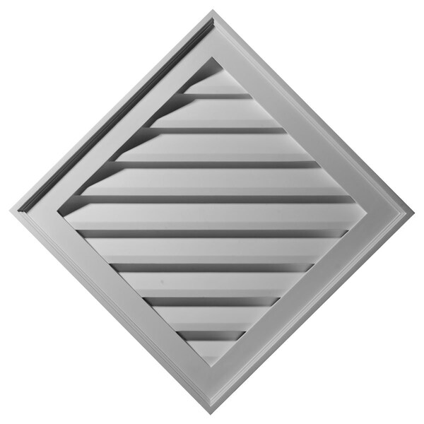 Ekena Millwork Diamond Gable Vent Louver, Functional, 34"W x 34"H x 1 3/8"P 24" Sides) - GVDI34X34F