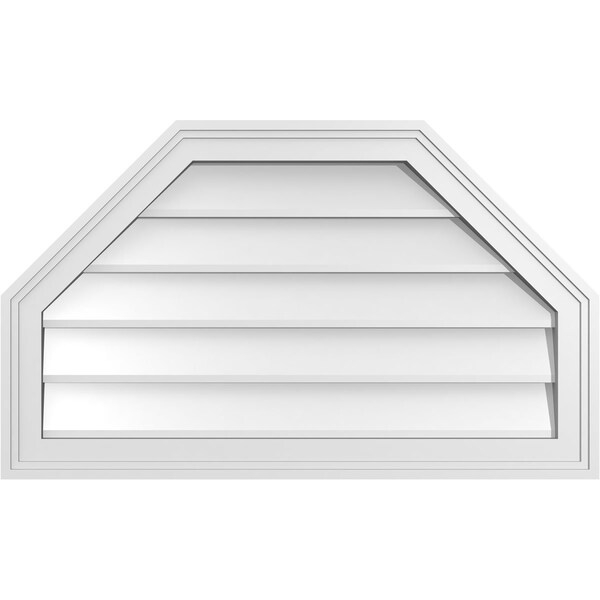 Ekena Millwork Octagonal Top Surface Mount PVC Gable Vent w/ 2"W x 1-1/2"P Brickmould Frame, 30"W x 18"H - GVPOT30X1802SN