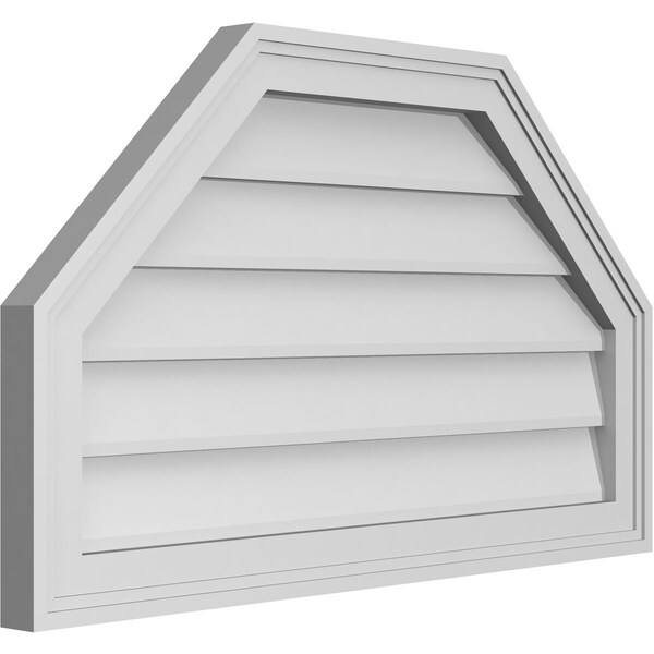 Ekena Millwork Octagonal Top Surface Mount PVC Gable Vent w/ 2"W x 1-1/2"P Brickmould Frame, 30"W x 18"H - GVPOT30X1802SN