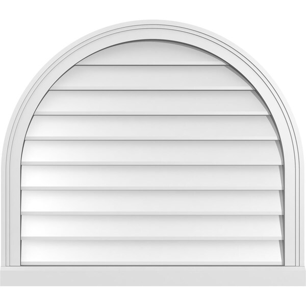 Ekena Millwork Round Top Surface Mount PVC Gable Vent w/ 2"W x 2"P Brickmould Sill Frame, 32"W x 28"H - GVPRT32X2803SN