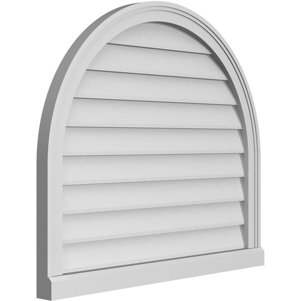 Ekena Millwork Round Top Surface Mount PVC Gable Vent w/ 2"W x 2"P Brickmould Sill Frame, 32"W x 28"H - GVPRT32X2803SN