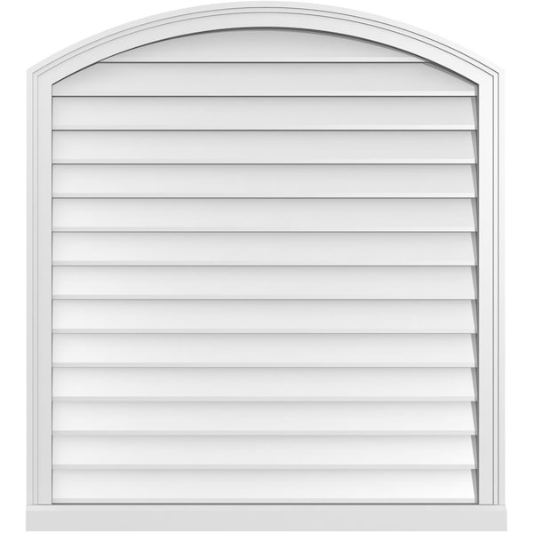 Ekena Millwork Arch Top Surface Mount PVC Gable Vent: Functional, w/ 2"W x 2"P Brickmould Sill Frame, 38"W x 42"H - GVPAR38X4203SF