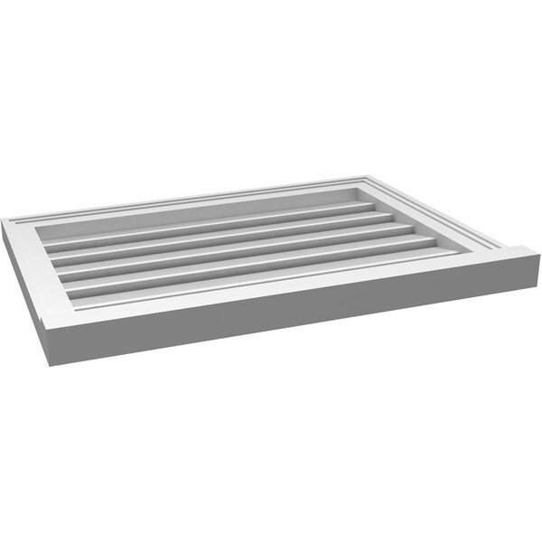 Ekena Millwork Vertical Surface Mount PVC Gable Vent: Functional, w/ 2"W x 2"P Brickmould Sill Frame, 28"W x 20"H - GVPVE28X2003SF