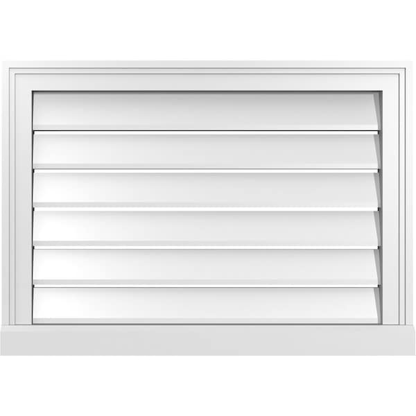 Ekena Millwork Vertical Surface Mount PVC Gable Vent: Functional, w/ 2"W x 2"P Brickmould Sill Frame, 28"W x 20"H - GVPVE28X2003SF