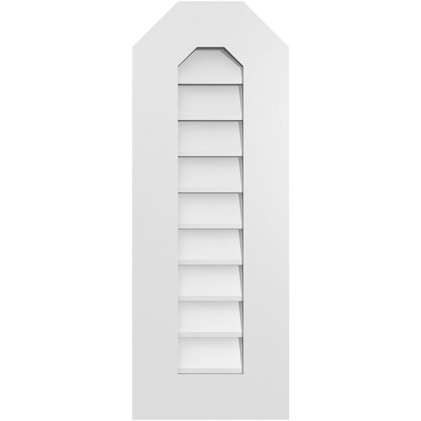 Ekena Millwork Octagonal Top Surface Mount PVC Gable Vent w/ 3-1/2"W x 1"P Standard Frame, 12"W x 32"H - GVPOT12X3201SN