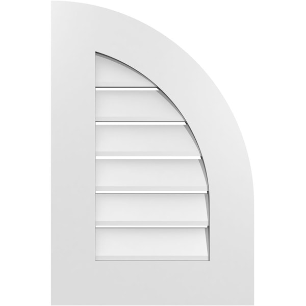 Ekena Millwork Quarter Round Top Right Surface Mount PVC Gable Vent w/ 3-1/2"W x 1"P Standard Frame, 16"W x 24"H - GVPQR16X2401SF