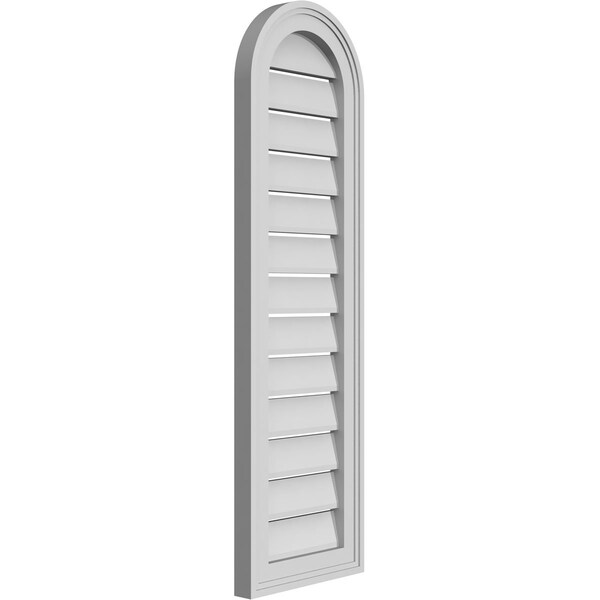 Ekena Millwork Round Top Surface Mount PVC Gable Vent: Functional, w/ 2"W x 1-1/2"P Brickmould Frame, 12"W x 40"H - GVPRT12X4002SF