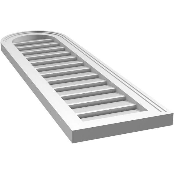 Ekena Millwork Round Top Surface Mount PVC Gable Vent: Functional, w/ 2"W x 1-1/2"P Brickmould Frame, 12"W x 40"H - GVPRT12X4002SF
