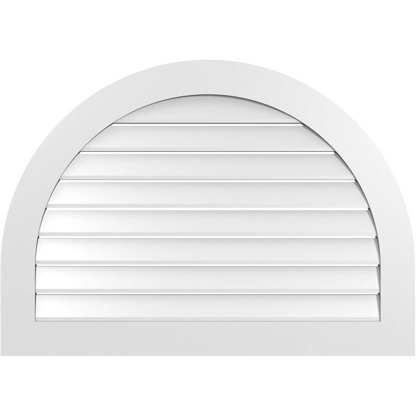 Ekena Millwork Round Top Surface Mount PVC Gable Vent: Functional, w/ 3-1/2"W x 1"P Standard Frame, 42"W x 30"H - GVPRT42X3001SF