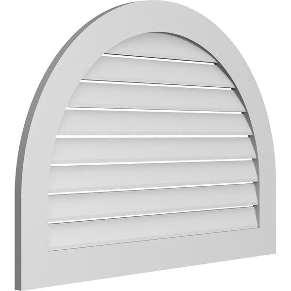 Ekena Millwork Round Top Surface Mount PVC Gable Vent: Functional, w/ 3-1/2"W x 1"P Standard Frame, 42"W x 30"H - GVPRT42X3001SF