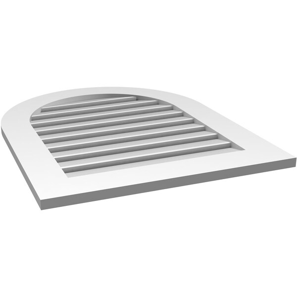 Ekena Millwork Round Top Surface Mount PVC Gable Vent: Functional, w/ 3-1/2"W x 1"P Standard Frame, 26"W x 32"H - GVPRT26X3201SF