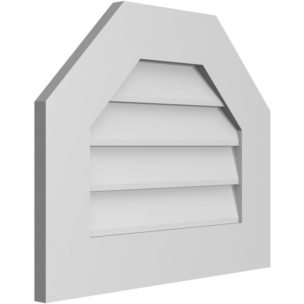 Ekena Millwork Octagonal Top Surface Mount PVC Gable Vent w/ 3-1/2"W x 1"P Standard Frame, 22"W x 18"H - GVPOT22X1801SN