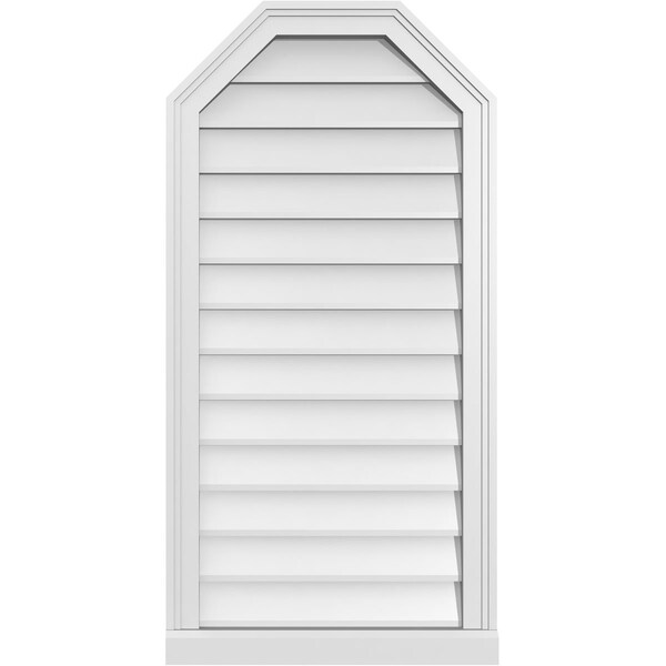 Ekena Millwork Octagonal Top Surface Mount PVC Gable Vent w/ 2"W x 2"P Brickmould Sill Frame, 20"W x 40"H - GVPOT20X4003SN