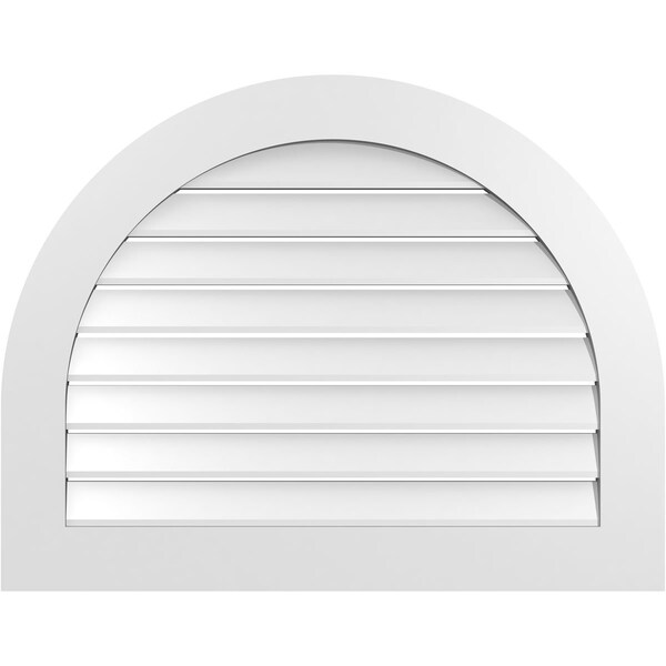 Ekena Millwork Round Top Surface Mount PVC Gable Vent: Functional, w/ 3-1/2"W x 1"P Standard Frame, 36"W x 28"H - GVPRT36X2801SF