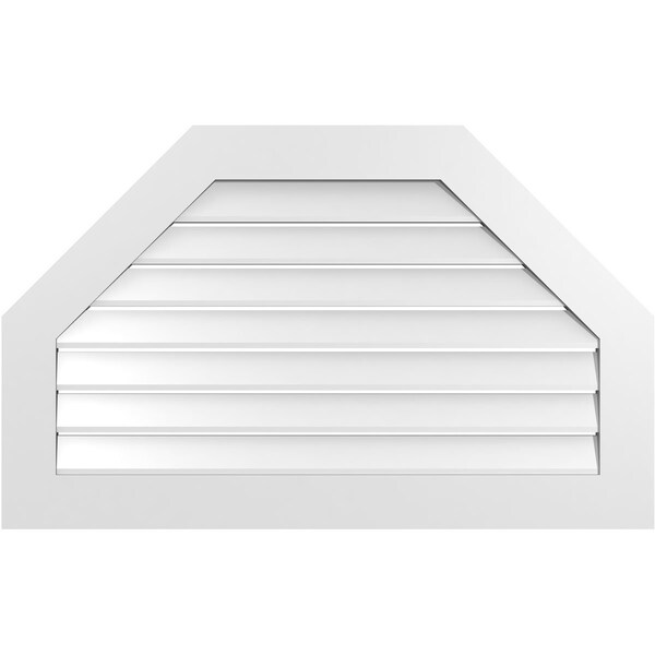 Ekena Millwork Octagonal Top Surface Mount PVC Gable Vent: Functional, w/ 3-1/2"W x 1"P Standard Frame, 42"W x 26"H - GVPOT42X2601SF