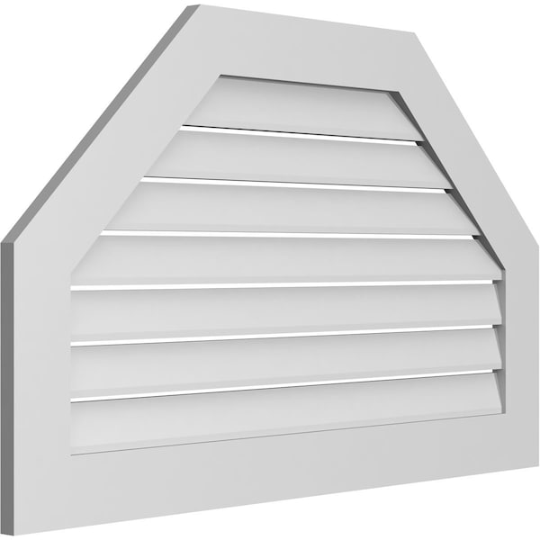 Ekena Millwork Octagonal Top Surface Mount PVC Gable Vent: Functional, w/ 3-1/2"W x 1"P Standard Frame, 42"W x 26"H - GVPOT42X2601SF