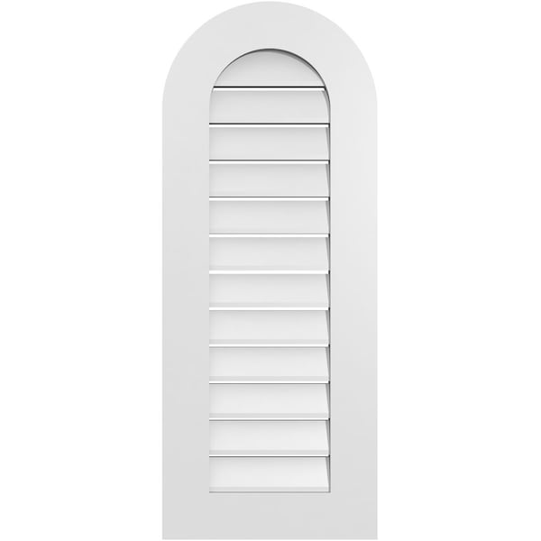 Ekena Millwork Round Top Surface Mount PVC Gable Vent: Functional, w/ 3-1/2"W x 1"P Standard Frame, 16"W x 40"H - GVPRT16X4001SF