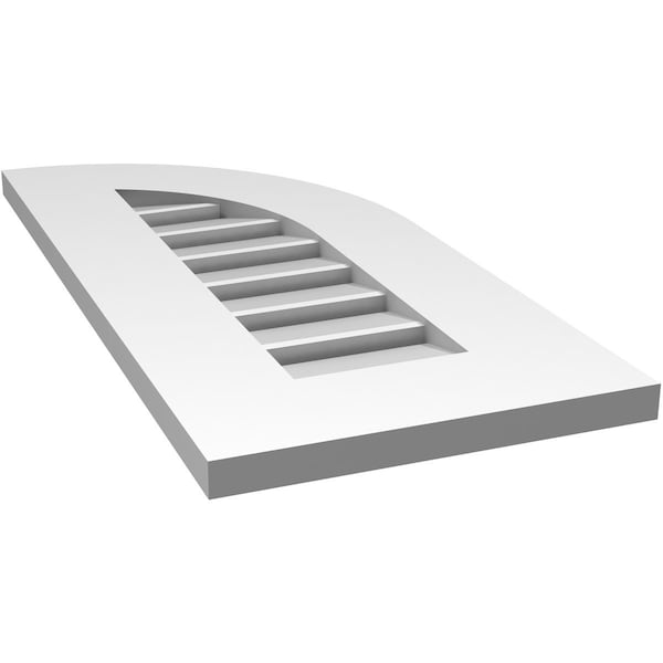 Ekena Millwork Quarter Round Top Right Surface Mount PVC Gable Vent w/ 3-1/2"W x 1"P Standard Frame, 12"W x 26"H - GVPQR12X2601SF
