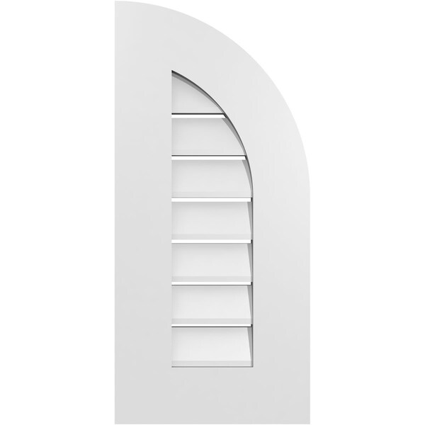 Ekena Millwork Quarter Round Top Right Surface Mount PVC Gable Vent w/ 3-1/2"W x 1"P Standard Frame, 12"W x 26"H - GVPQR12X2601SF