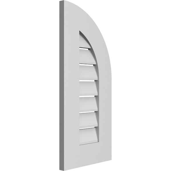 Ekena Millwork Quarter Round Top Right Surface Mount PVC Gable Vent w/ 3-1/2"W x 1"P Standard Frame, 12"W x 26"H - GVPQR12X2601SF