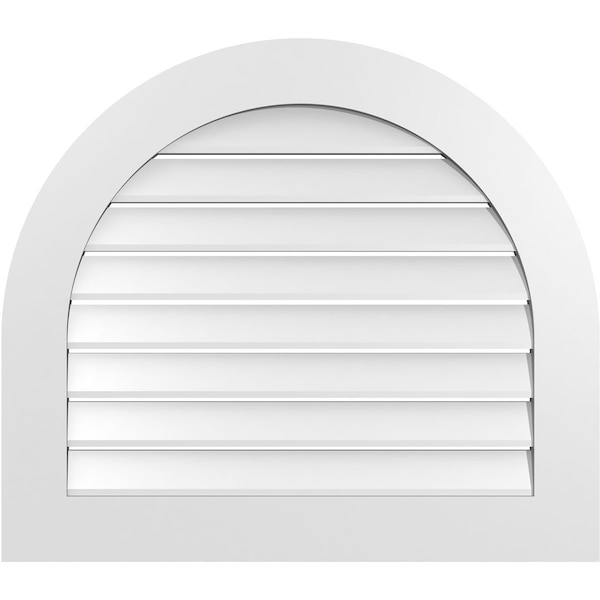 Ekena Millwork Round Top Surface Mount PVC Gable Vent: Functional, w/ 3-1/2"W x 1"P Standard Frame, 32"W x 28"H - GVPRT32X2801SF