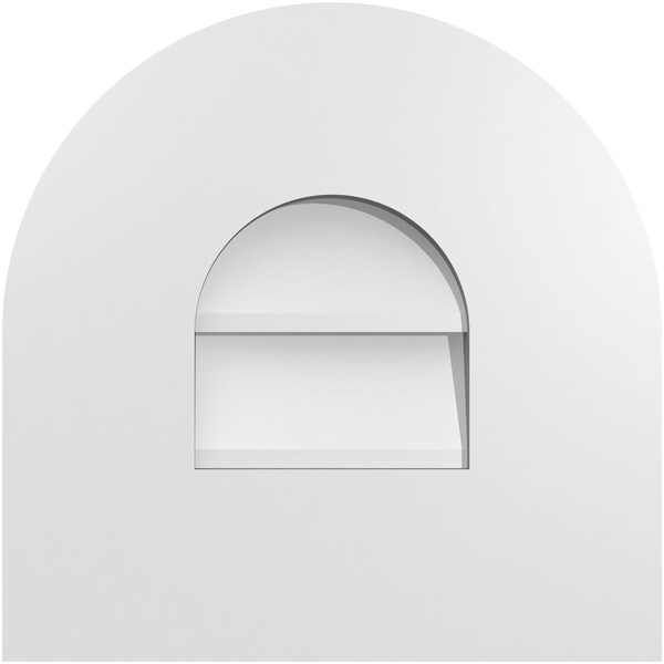 Ekena Millwork Round Top Surface Mount PVC Gable Vent: Non-Functional, w/ 3-1/2"W x 1"P Standard Frame, 12"W x 12"H - GVPRT12X1201SN