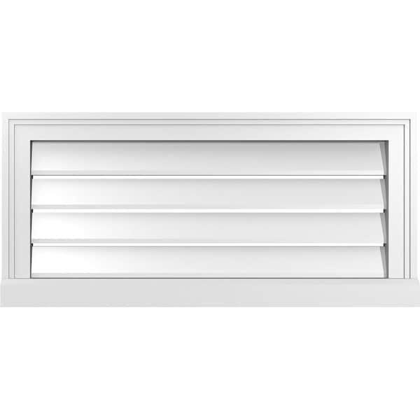 Ekena Millwork Vertical Surface Mount PVC Gable Vent: Functional, w/ 2"W x 2"P Brickmould Sill Frame, 30"W x 14"H - GVPVE30X1403SF