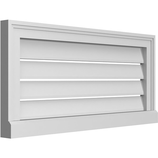 Ekena Millwork Vertical Surface Mount PVC Gable Vent: Functional, w/ 2"W x 2"P Brickmould Sill Frame, 30"W x 14"H - GVPVE30X1403SF