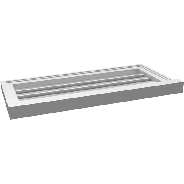 Ekena Millwork Vertical Surface Mount PVC Gable Vent: Functional, w/ 2"W x 2"P Brickmould Sill Frame, 30"W x 14"H - GVPVE30X1403SF