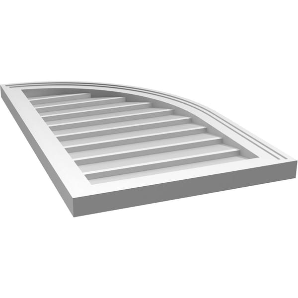 Ekena Millwork Quarter Round Top Right Surface Mount PVC Gable Vent w/ 2"W x 1-1/2"P Brickmould Frame, 18"W x 30"H - GVPQR18X3002SN
