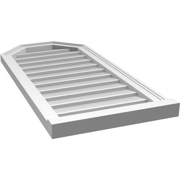 Ekena Millwork Octagonal Top Surface Mount PVC Gable Vent w/ 2"W x 2"P Brickmould Sill Frame, 18"W x 38"H - GVPOT18X3803SN