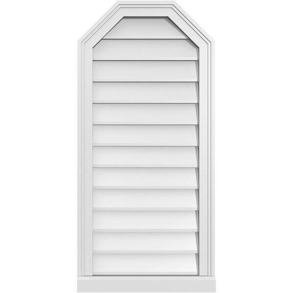 Ekena Millwork Octagonal Top Surface Mount PVC Gable Vent w/ 2"W x 2"P Brickmould Sill Frame, 18"W x 38"H - GVPOT18X3803SN