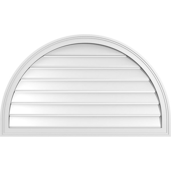 Ekena Millwork Round Top Surface Mount PVC Gable Vent: Functional, w/ 2"W x 1-1/2"P Brickmould Frame, 40"W x 24"H - GVPRT40X2402SF