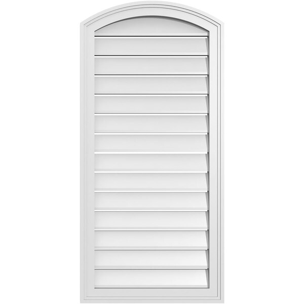 Ekena Millwork Arch Top Surface Mount PVC Gable Vent: Non-Functional, w/2"W x 1-1/2"P Brickmould Frame, 20"W x 40"H - GVPAR20X4002SN