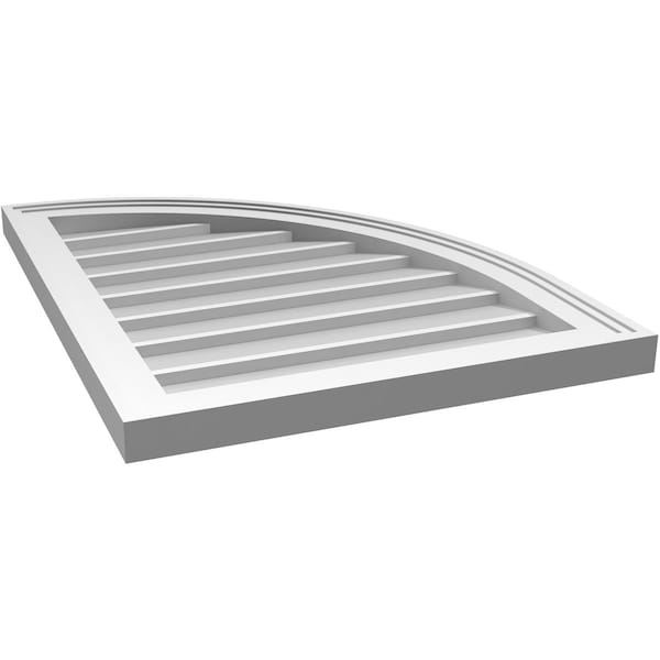 Ekena Millwork Quarter Round Top Right Surface Mount PVC Gable Vent w/ 2"W x 2"P Brickmould Sill Frame, 20"W x 26"H - GVPQR20X2603SN