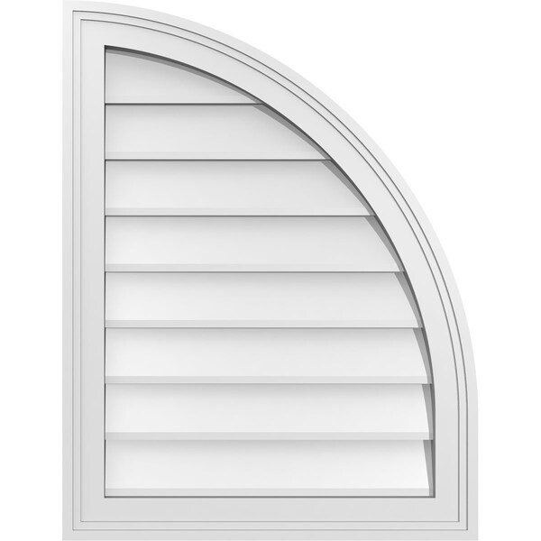 Ekena Millwork Quarter Round Top Right Surface Mount PVC Gable Vent w/ 2"W x 2"P Brickmould Sill Frame, 20"W x 26"H - GVPQR20X2603SN