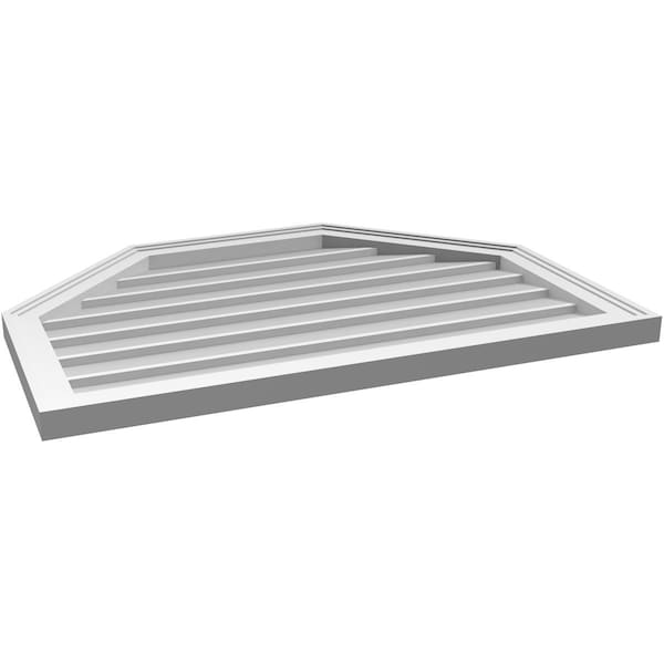 Ekena Millwork Octagonal Top Surface Mount PVC Gable Vent w/ 2"W x 1-1/2"P Brickmould Frame, 34"W x 24"H - GVPOT34X2402SN