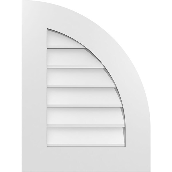Ekena Millwork Quarter Round Top Right Surface Mount PVC Gable Vent w/ 3-1/2"W x 1"P Standard Frame, 18"W x 24"H - GVPQR18X2401SN