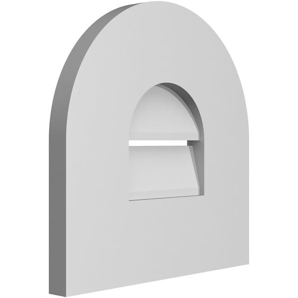 Ekena Millwork Round Top Surface Mount PVC Gable Vent: Functional, w/ 3-1/2"W x 1"P Standard Frame, 12"W x 12"H - GVPRT12X1201SF