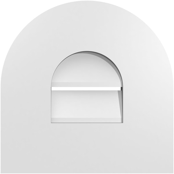 Ekena Millwork Round Top Surface Mount PVC Gable Vent: Functional, w/ 3-1/2"W x 1"P Standard Frame, 12"W x 12"H - GVPRT12X1201SF