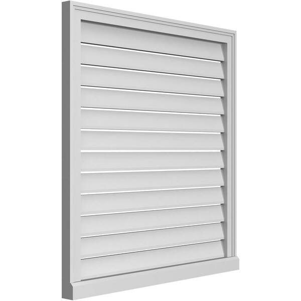 Ekena Millwork Vertical Surface Mount PVC Gable Vent: Functional, w/ 2"W x 2"P Brickmould Sill Frame, 34"W x 36"H - GVPVE34X3603SF