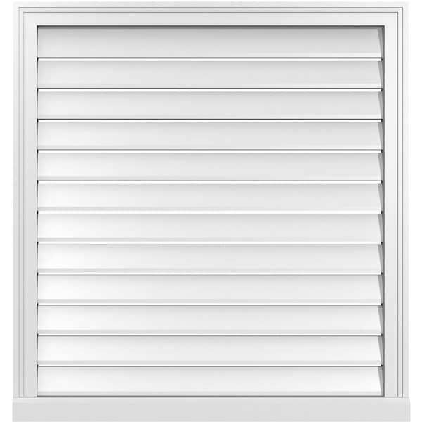 Ekena Millwork Vertical Surface Mount PVC Gable Vent: Functional, w/ 2"W x 2"P Brickmould Sill Frame, 34"W x 36"H - GVPVE34X3603SF