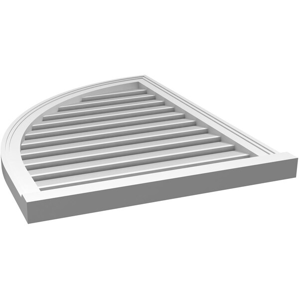 Ekena Millwork Quarter Round Top Left Surface Mount PVC Gable Vent w/ 2"W x 2"P Brickmould Sill Frame, 26"W x 34"H - GVPQL26X3403SF