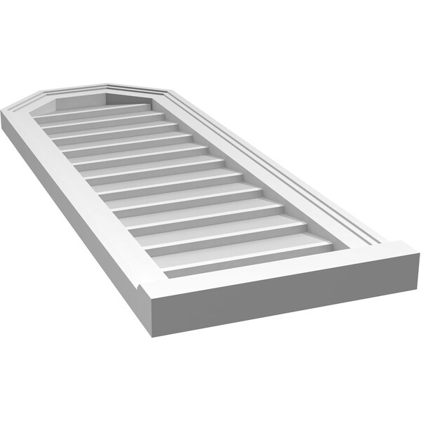 Ekena Millwork Octagonal Top Surface Mount PVC Gable Vent w/ 2"W x 2"P Brickmould Sill Frame, 14"W x 38"H - GVPOT14X3803SN