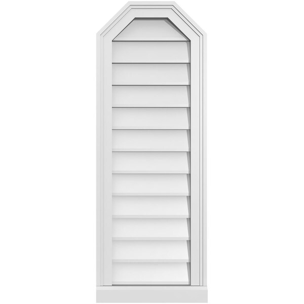 Ekena Millwork Octagonal Top Surface Mount PVC Gable Vent w/ 2"W x 2"P Brickmould Sill Frame, 14"W x 38"H - GVPOT14X3803SN