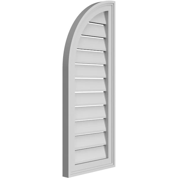 Ekena Millwork Quarter Round Top Left Surface Mount PVC Gable Vent w/ 2"W x 1-1/2"P Brickmould Frame, 14"W x 34"H - GVPQL14X3402SF