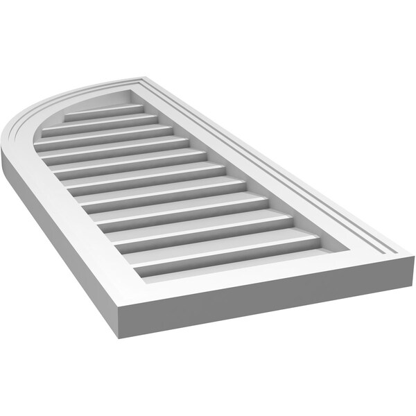 Ekena Millwork Quarter Round Top Left Surface Mount PVC Gable Vent w/ 2"W x 1-1/2"P Brickmould Frame, 14"W x 34"H - GVPQL14X3402SF